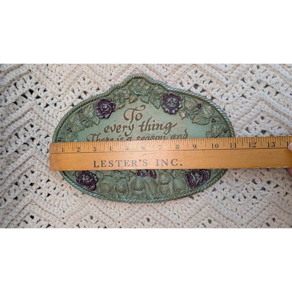 Home Interiors Vintage Metal Wall Plaque To Every Thing There Is A Season Green